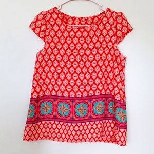 Colorful Cap Sleeve Printed Blouse
